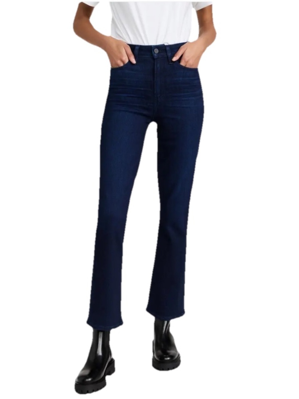 Paige Femme Jeans Size 25 Lumiere Blue High Rise Crop Mini Boot Jeans NWT - Picture 1 of 12